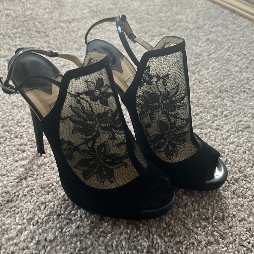 Jimmy Choo lace heels, size 6, black